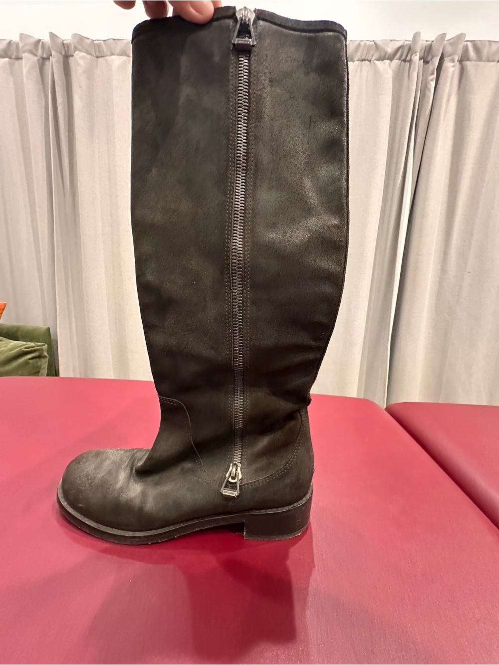 Jimmy Choo Black Tall Leather Knee-High Zip Boots